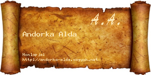 Andorka Alda névjegykártya